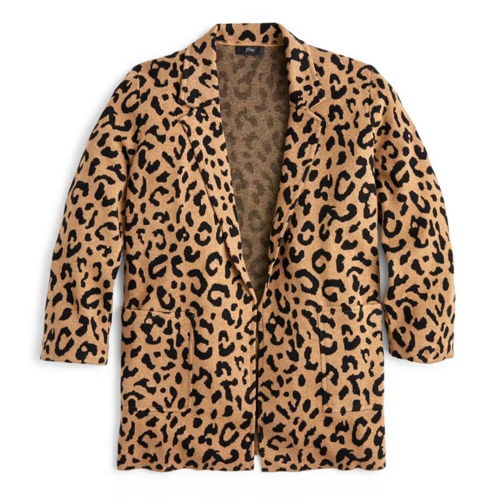 Jcrew Sophie Open Front Sweater Blazer in Leopard